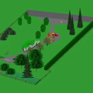 Veřejný park - pohled v axonometrii